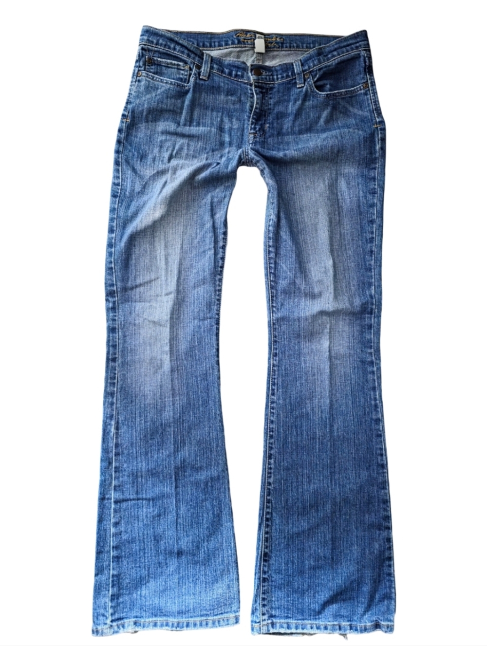 ​Abercrombie & Fitch Vintage Flare Jeans 12R Mid Rise Bootcut Frayed Hem Blue